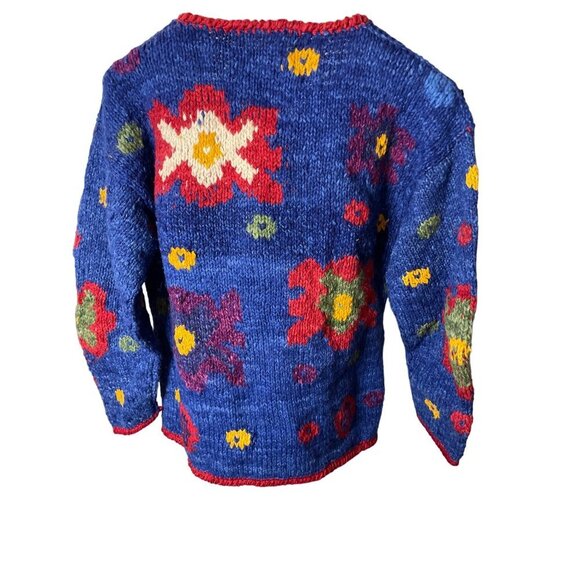 Fatto Bolivian Alpaca Wool Colorful Tribal Designed Cardigan Sweater Sz S - Picture 2 of 9